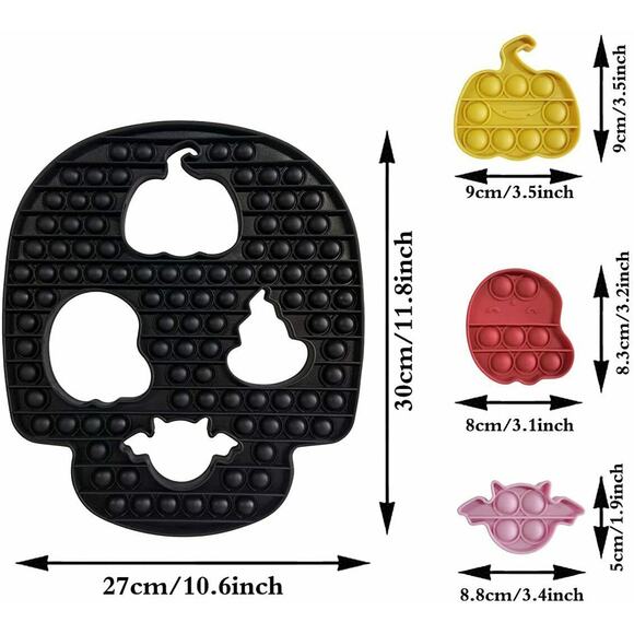 Halloween Skull Pop Sensory Fidget Toys, Huge Black Pop Puzzles with 4 Pcs Large - Picture 5 of 9